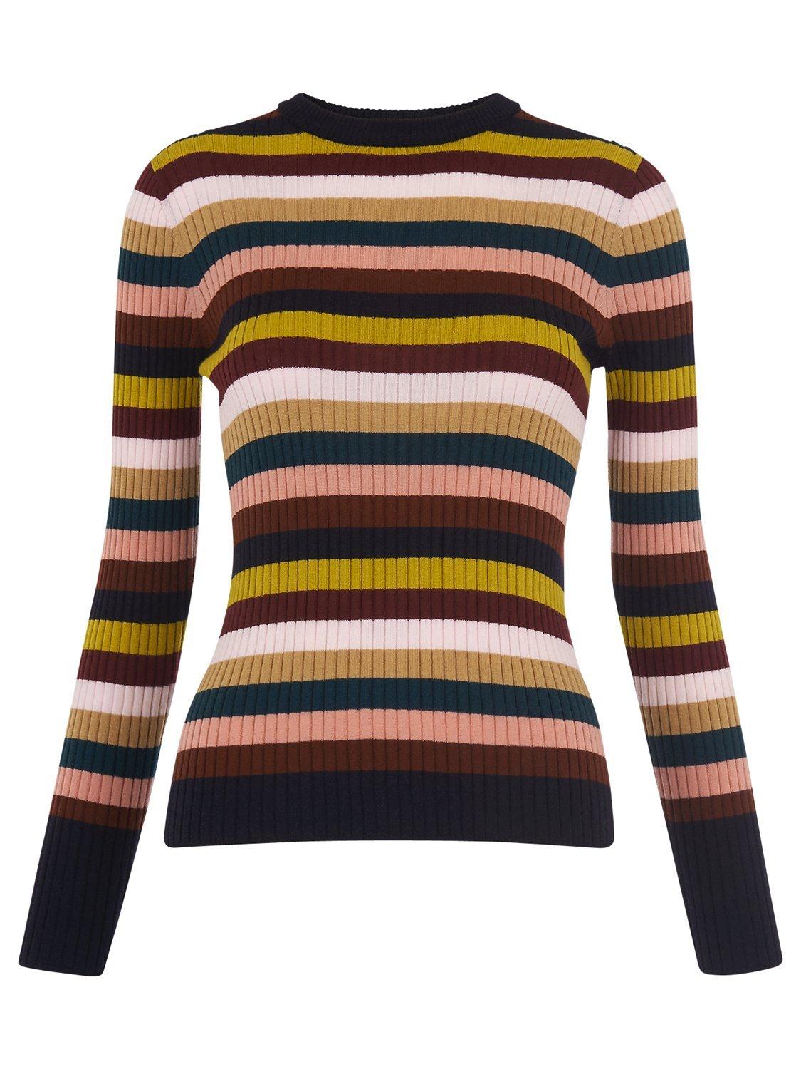 Whistles Stripe Rib Knit Jumper, Multi
