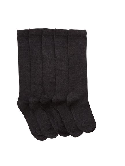 John Lewis Kids' Knee High Socks, Pack of 5, Charcoal