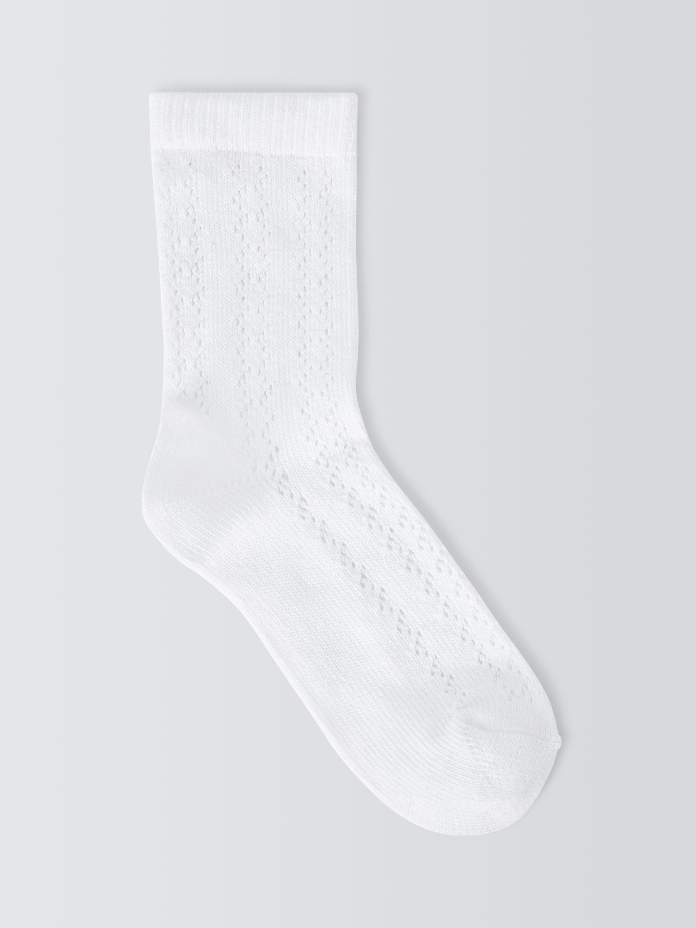 Product image 1 of 2, which shows John Lewis Children's Pellerine Ankle Socks, Pack of 5, White, 6-8.5 Jnr