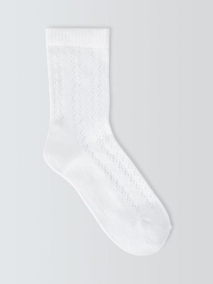 John Lewis Children's Pellerine Ankle Socks, Pack of 5, White, White