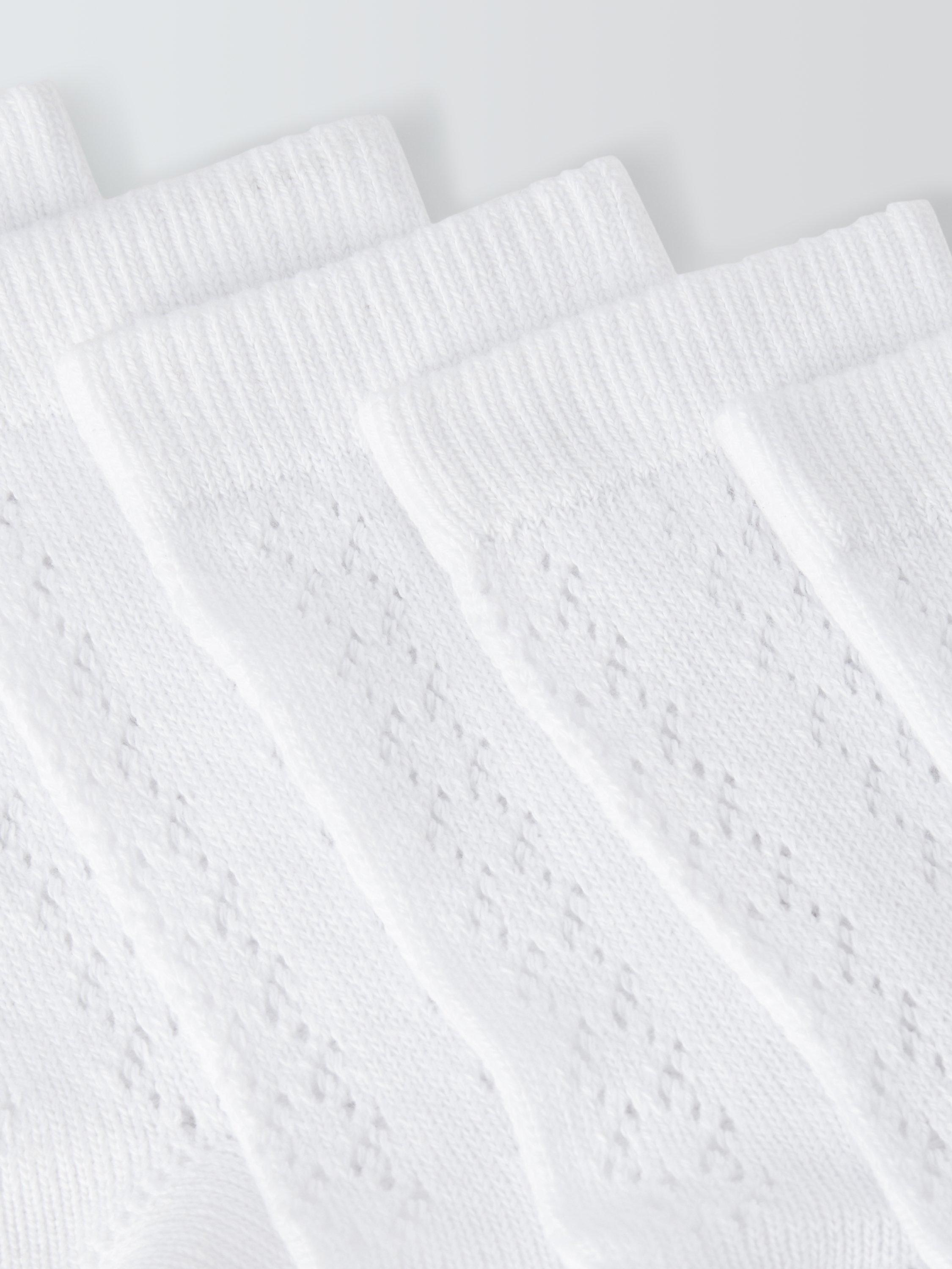Product image 2 of 2, which shows John Lewis Children's Knee High Pellerine Socks, Pack of 5, White, 6-8.5 Jnr