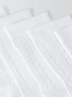 John Lewis Children's Knee High Pellerine Socks, Pack of 5, White - view 2, White