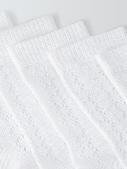 John Lewis Children's Knee High Pellerine Socks, Pack of 5, White - view 2, White