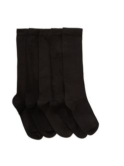 John Lewis Kids' Knee High Socks, Pack of 5, Black