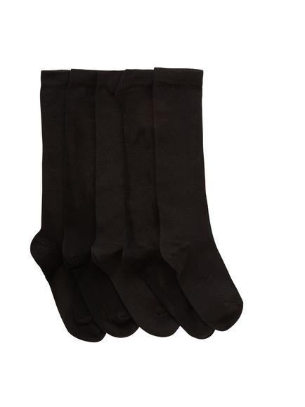 John Lewis Kids' Knee High Socks, Pack of 5, Black