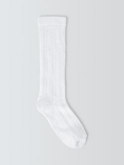John Lewis Children's Knee High Pellerine Socks, Pack of 5, White, White