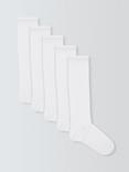 John Lewis Kids' Knee High Socks, Pack of 5, White