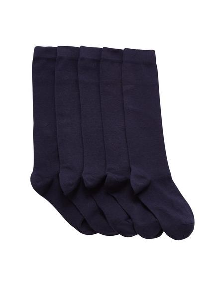John Lewis Kids' Knee High Socks, Pack of 5, Navy