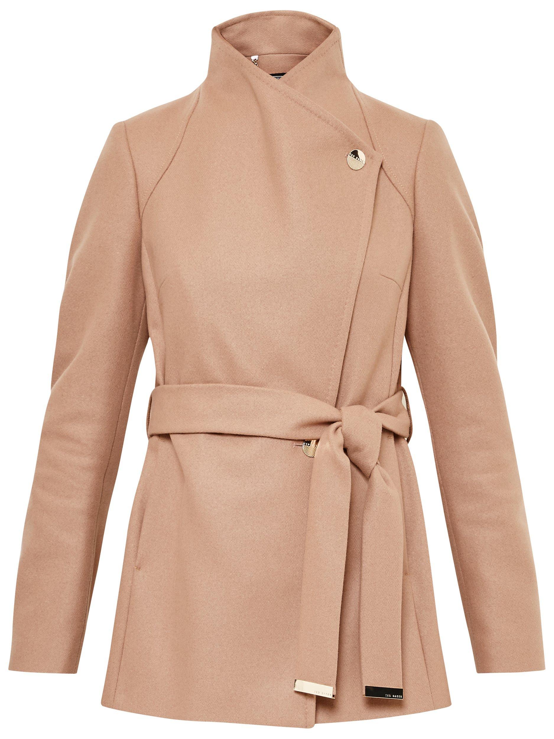 Ted Baker Short Wrap Collar Coat Camel