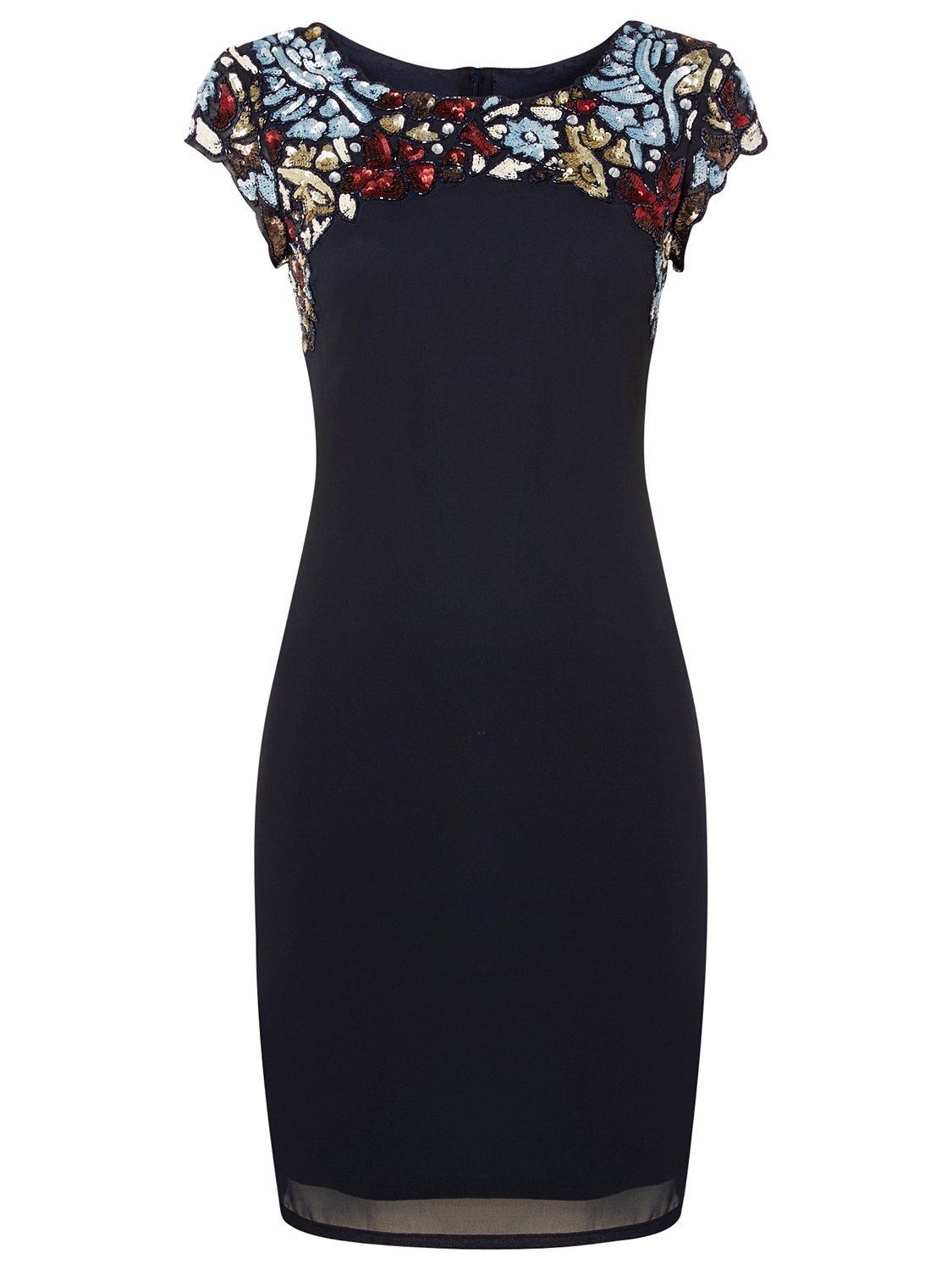 Raishma Cap Sleeved Dress, Navy