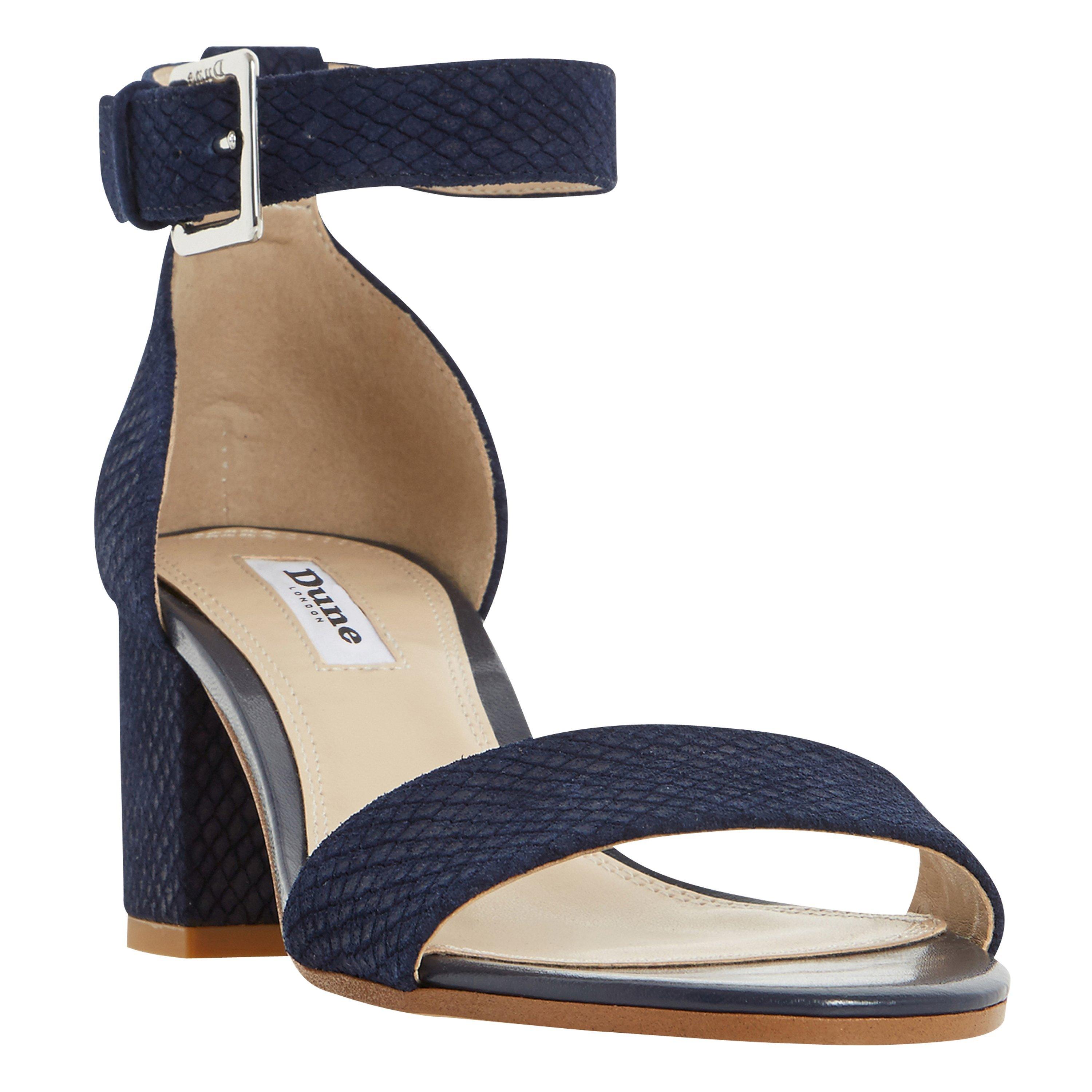Dune Jaygo Block Heeled Sandals, Navy Reptile
