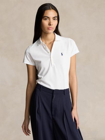 Polo Ralph Lauren Julie Skinny Fit Stretch Polo Shirt, White