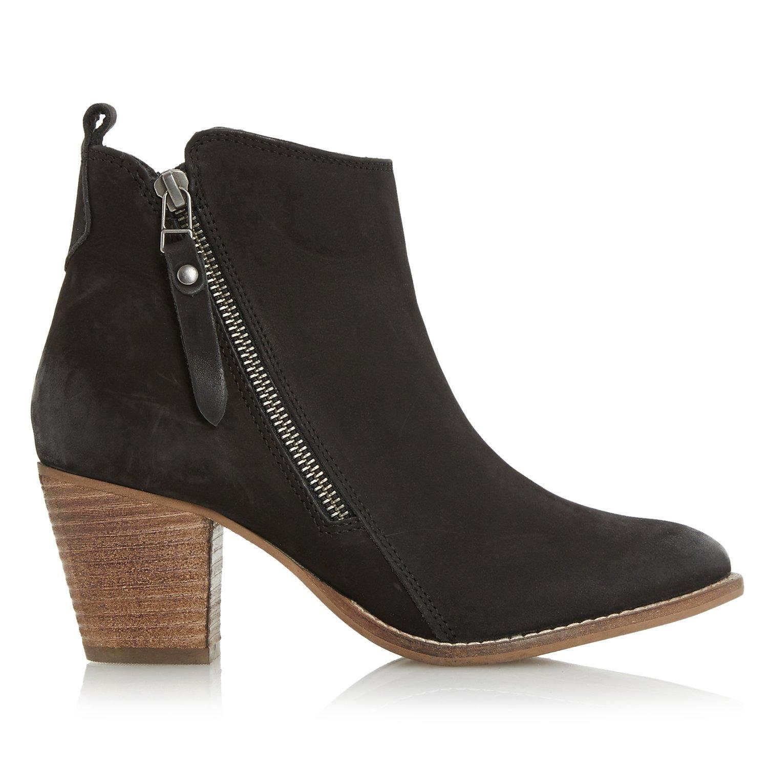 Dune Pontoon Stacked Heel Ankle Boots