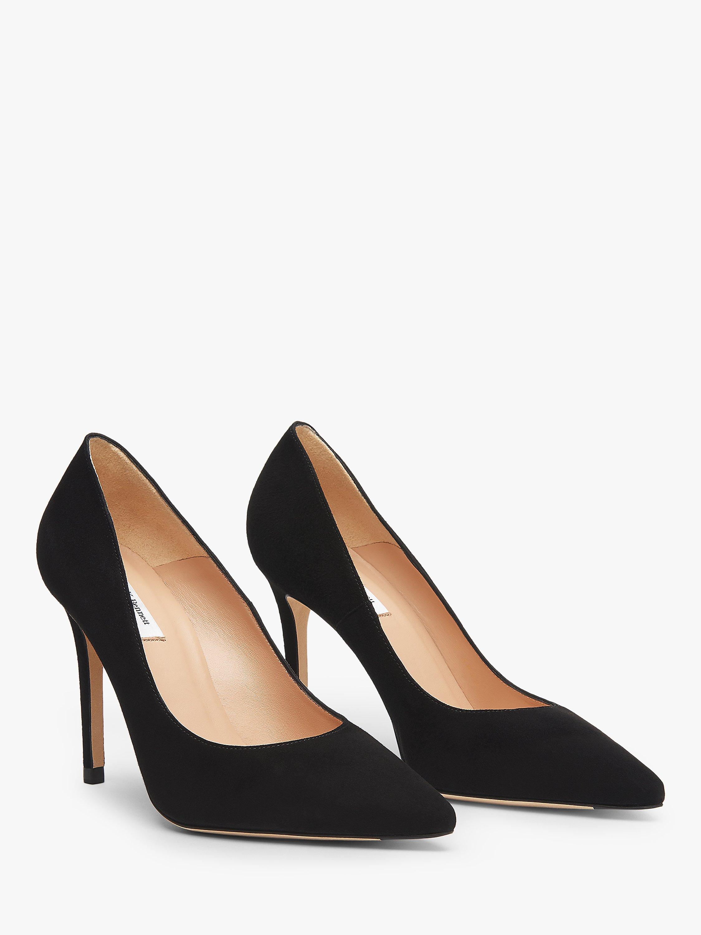 L.K.Bennett Fern Suede Pointed Heeled Courts, Black, 3