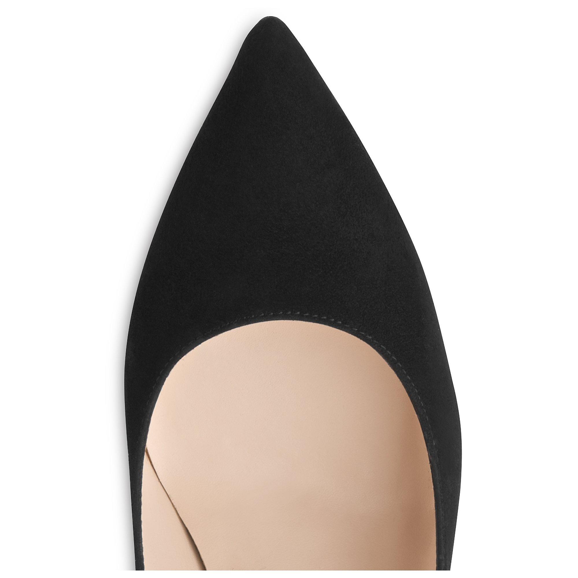 Product image 6 of 6, which shows L.K.Bennett Fern Suede Pointed Heeled Courts, Black, 5.5