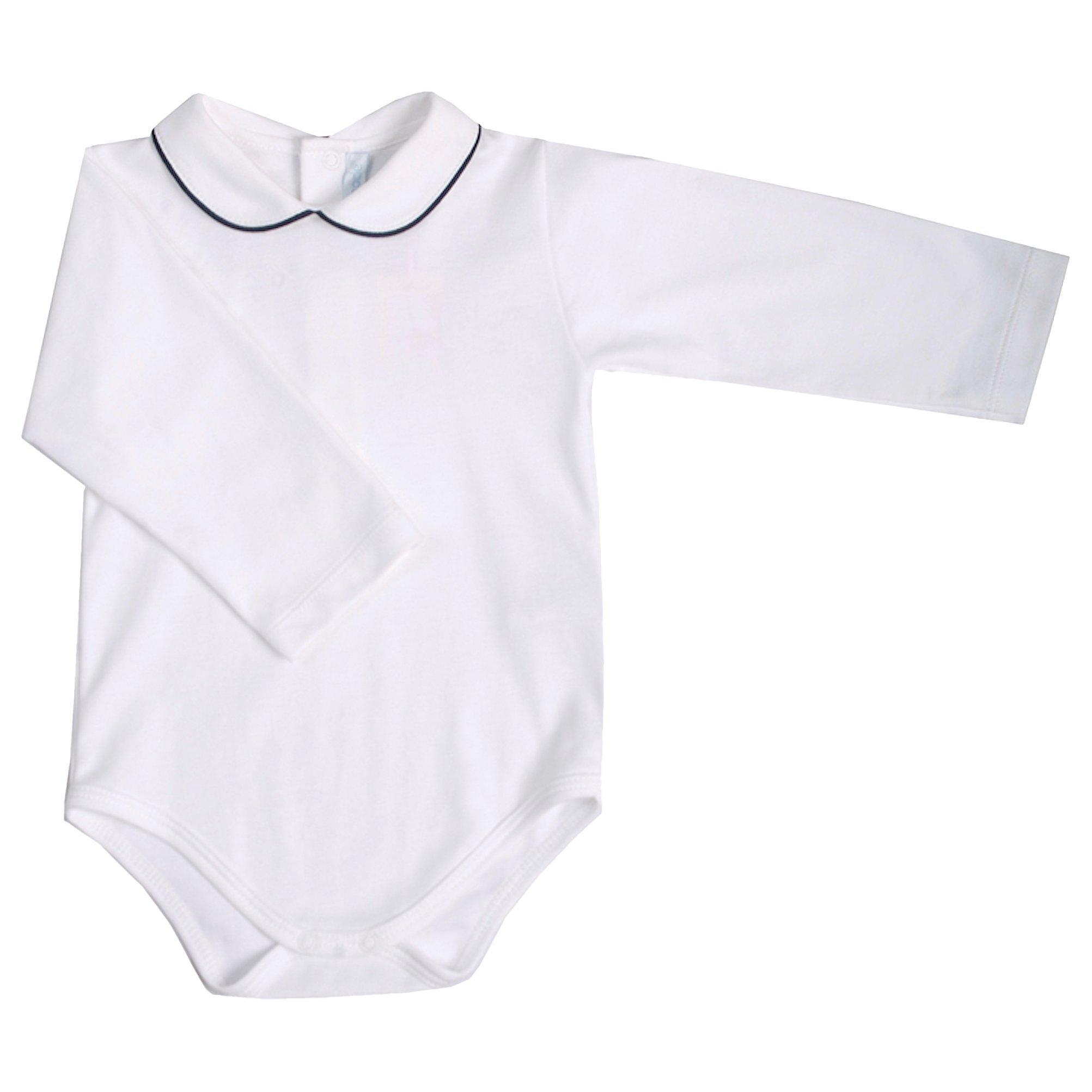 Mini La Mode Baby Peter Pan Collar Bodysuit, White