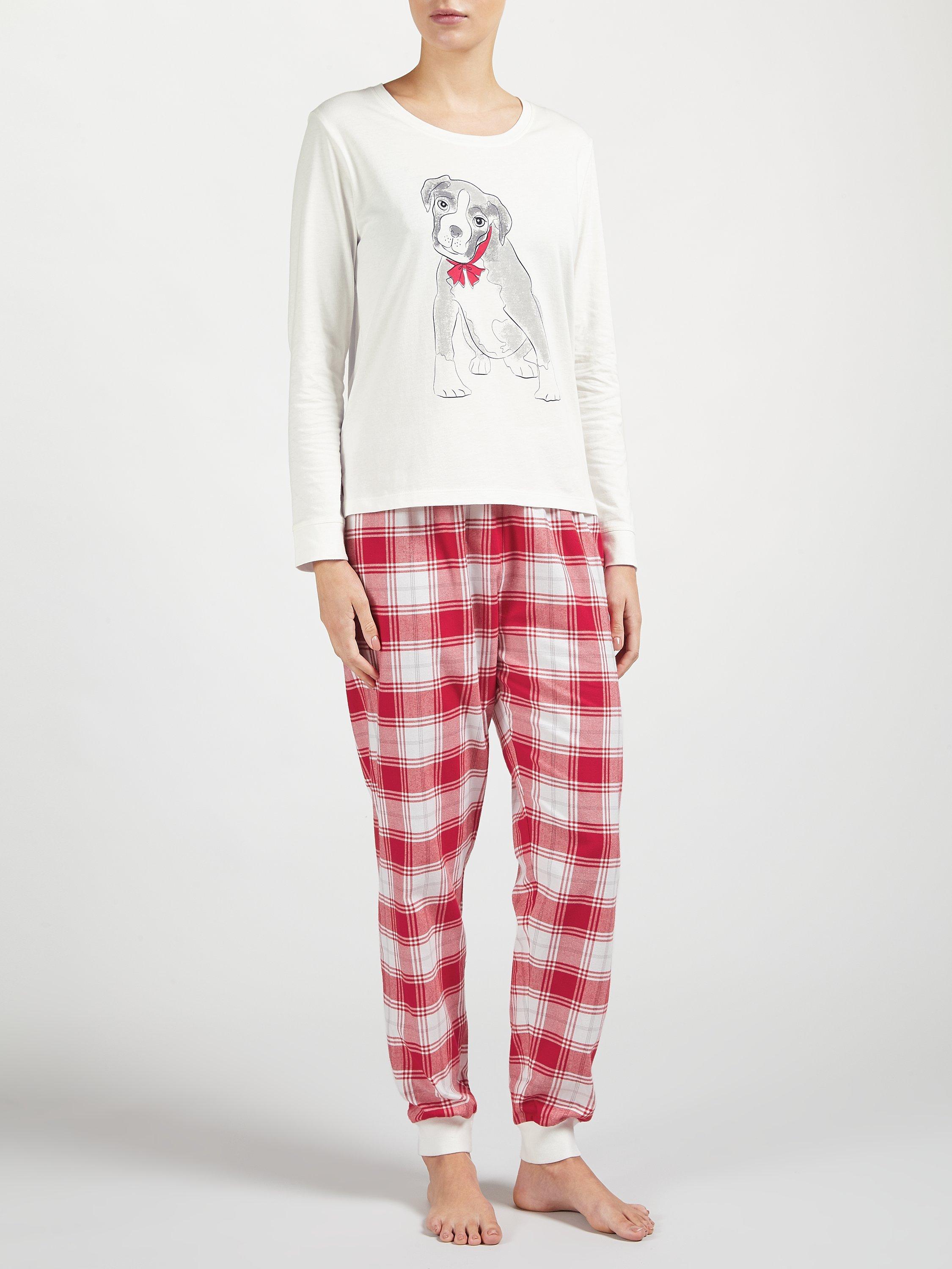 John Lewis Buster the Boxer Dog Pyjama Set, Ivory/Red