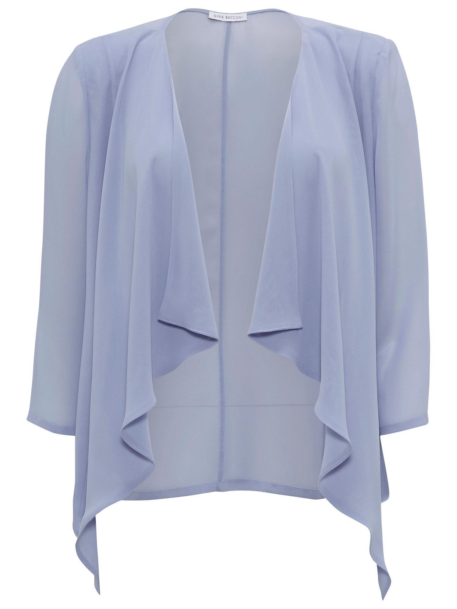 Gina Bacconi Chiffon Waterfall Jacket, Blue Mist