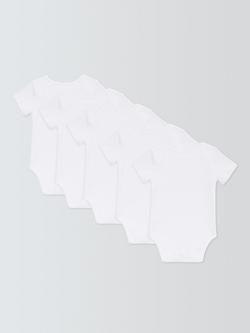 John Lewis Baby GOTS Organic Cotton Short Sleeve Bodysuits, Pack of 5, White - view 2, White