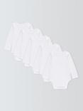 John Lewis Baby Long Sleeve GOTS Organic Cotton Bodysuit, Pack of 5, White