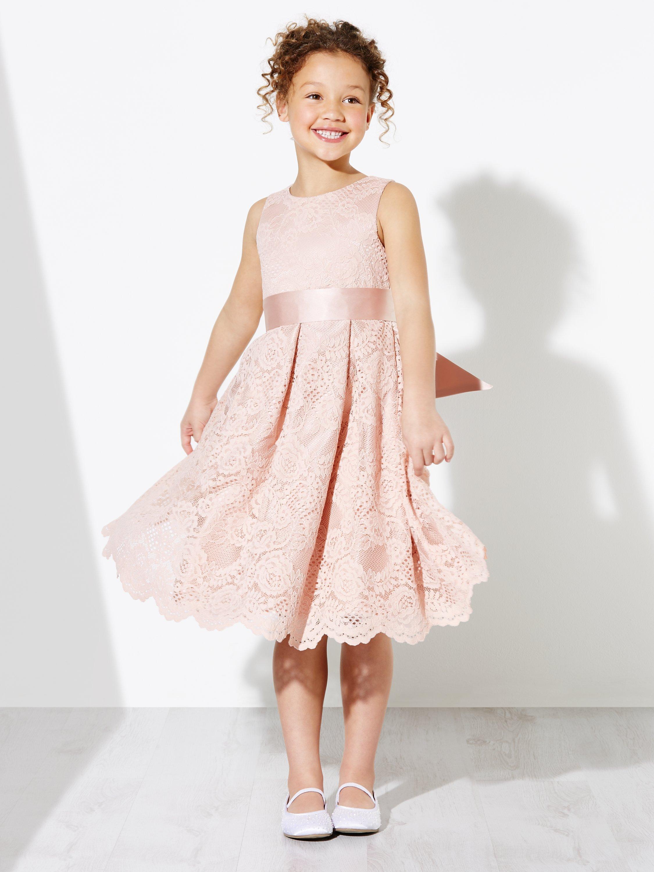 John Lewis & Partners Kids' Corded Lace Bridesmaid Dress, Pink