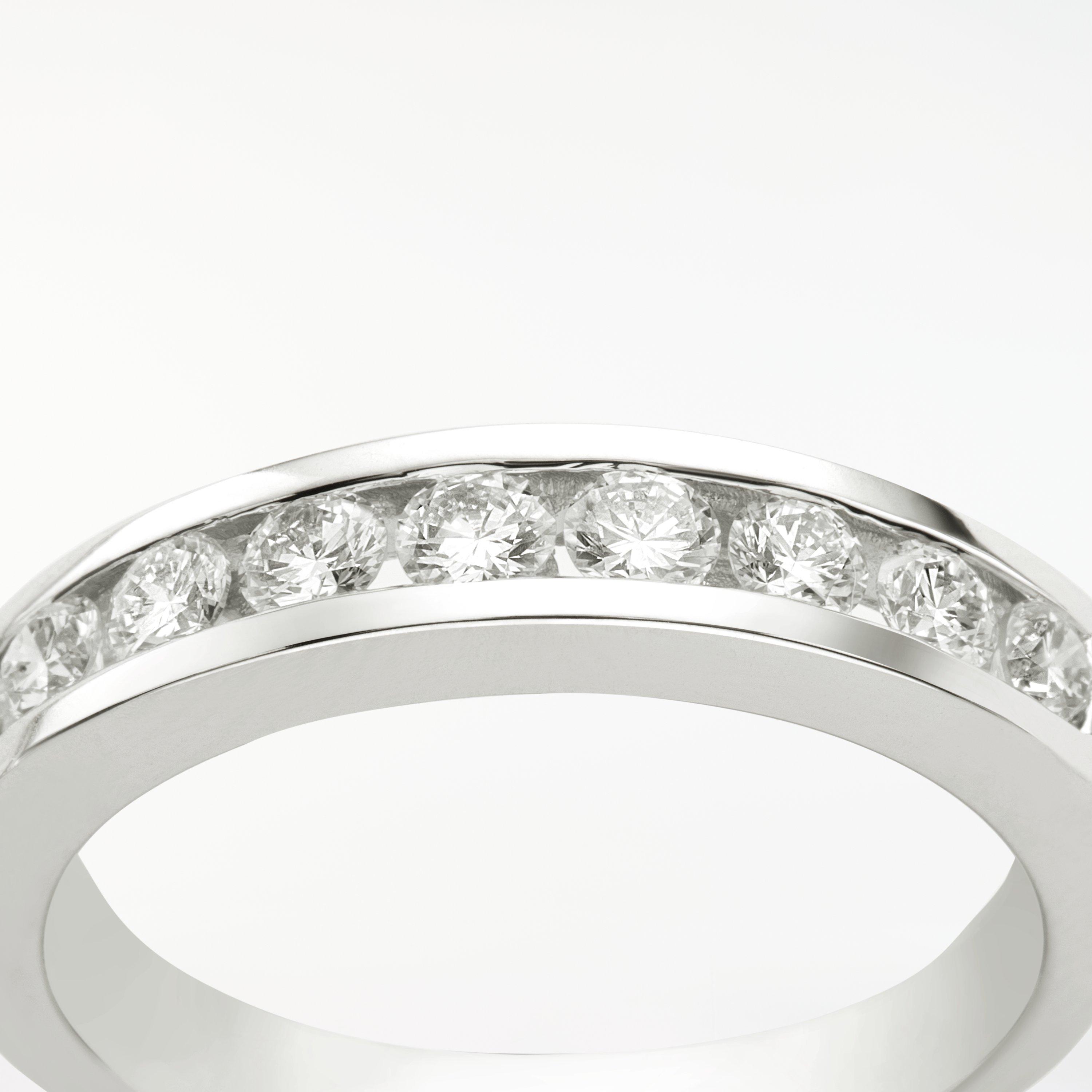 Product image 3 of 9, which shows Mogul 18ct White Gold Round Brilliant Channel Set Diamond Eternity Ring, 0.5ct, L