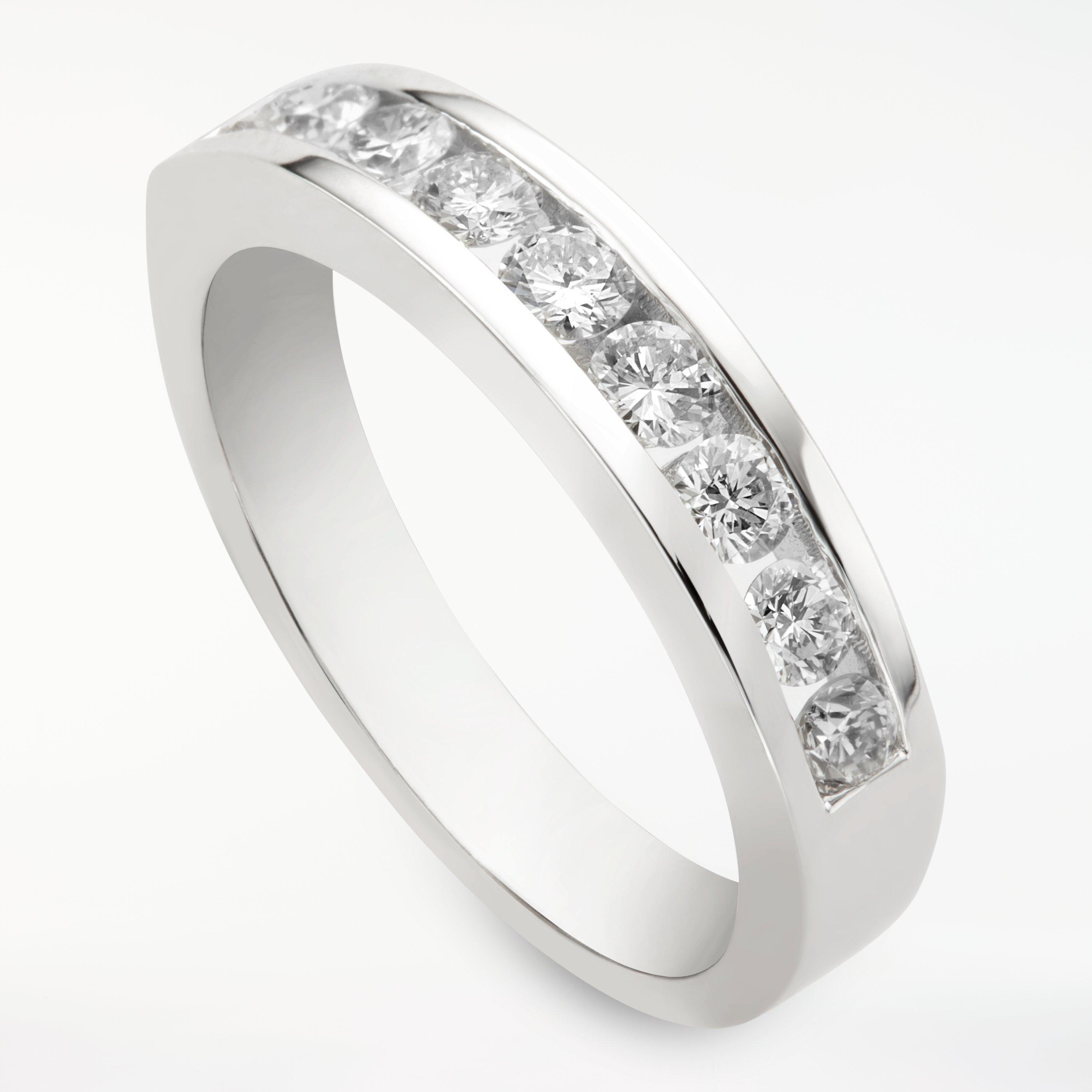 Product image 4 of 9, which shows Mogul 18ct White Gold Round Brilliant Channel Set Diamond Eternity Ring, 0.5ct, L