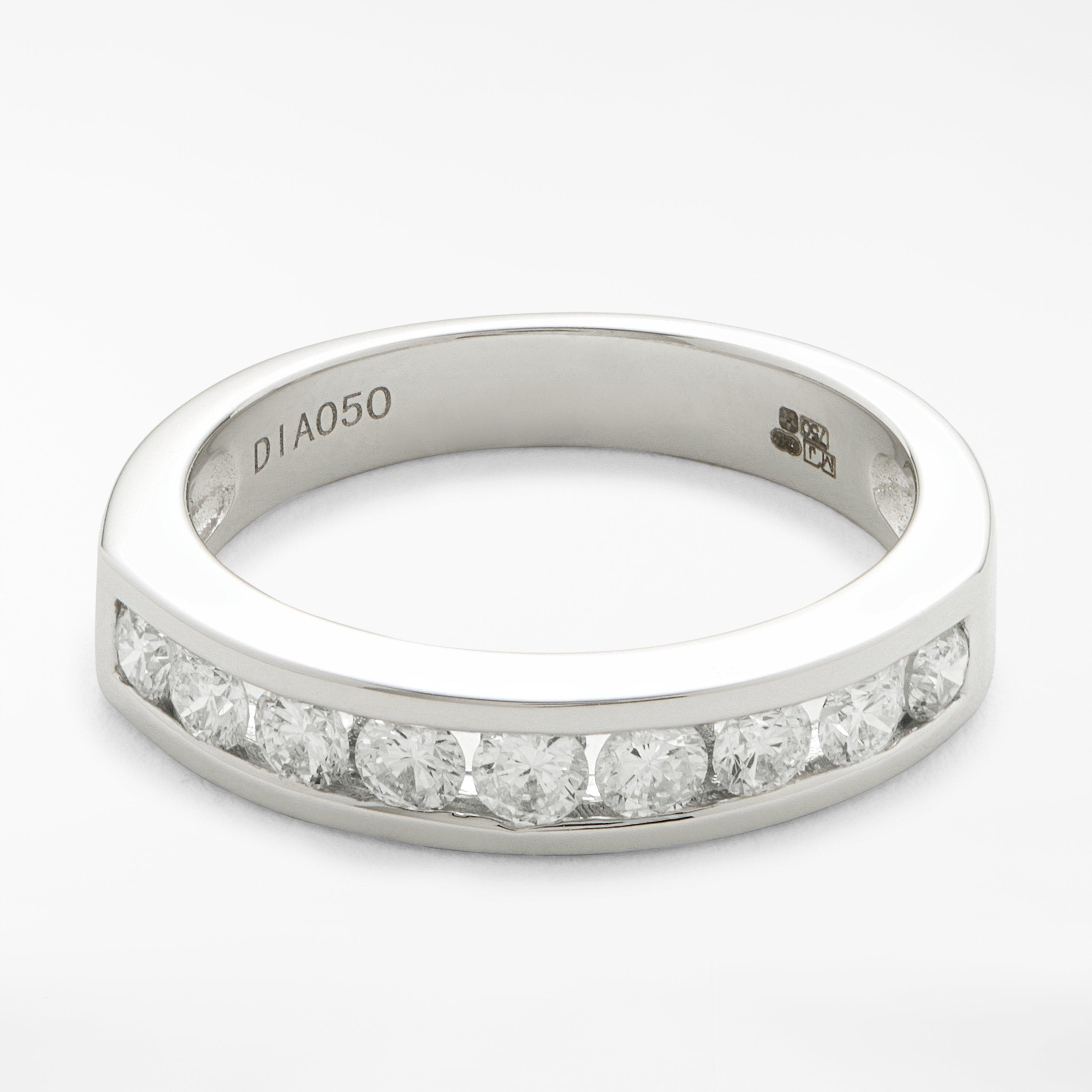 Product image 7 of 9, which shows Mogul 18ct White Gold Round Brilliant Channel Set Diamond Eternity Ring, 0.5ct, L