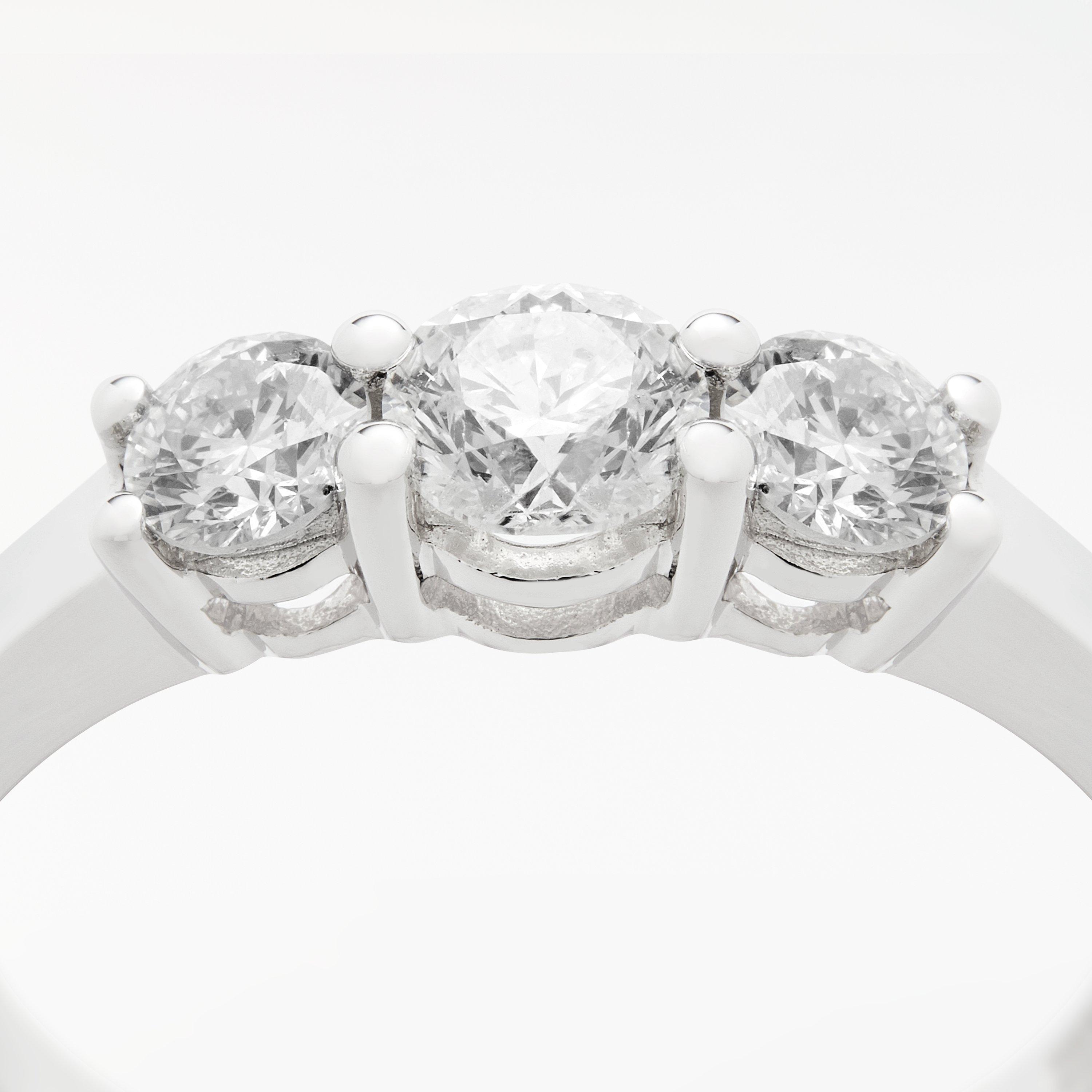 Product image 3 of 9, which shows Mogul 18ct White Gold Round Brilliant Diamond Trilogy Engagement Ring, 0.75ct, N