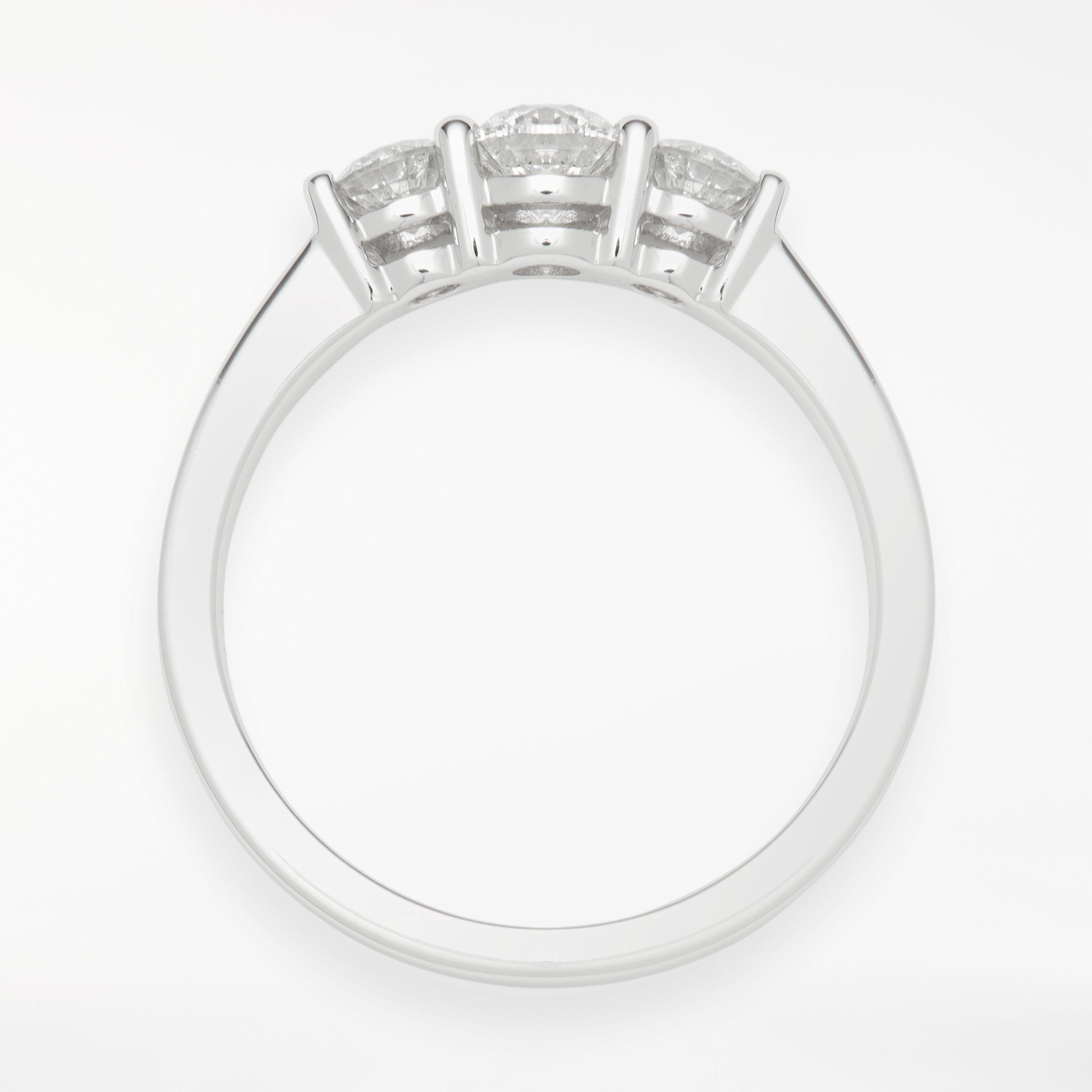 Product image 6 of 9, which shows Mogul 18ct White Gold Round Brilliant Diamond Trilogy Engagement Ring, 0.75ct, N
