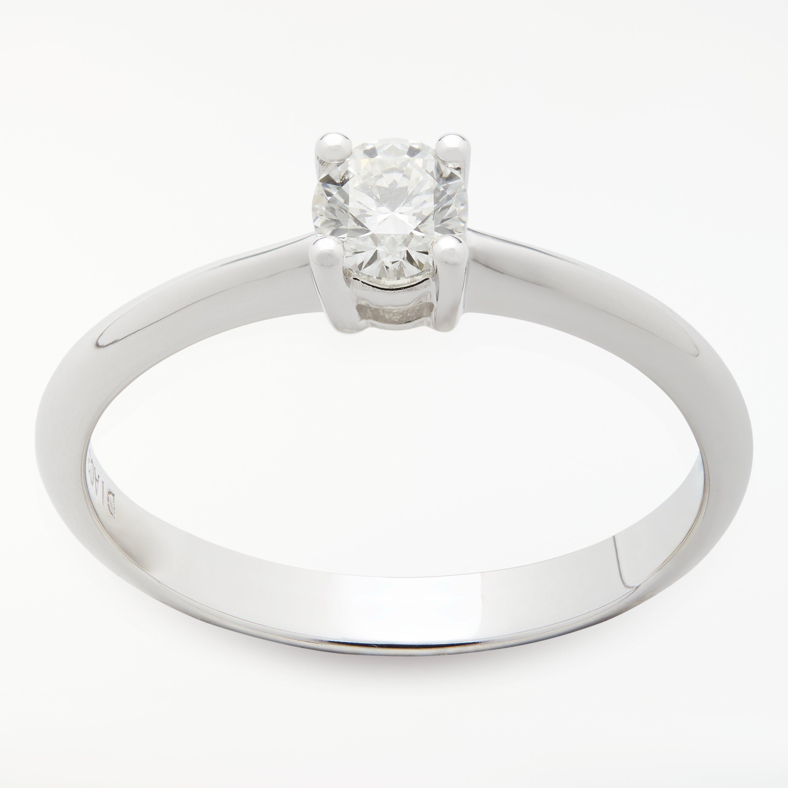 Product image 1 of 9, which shows Mogul 18ct White Gold Round Brilliant Diamond Engagement Ring, 0.33ct, L