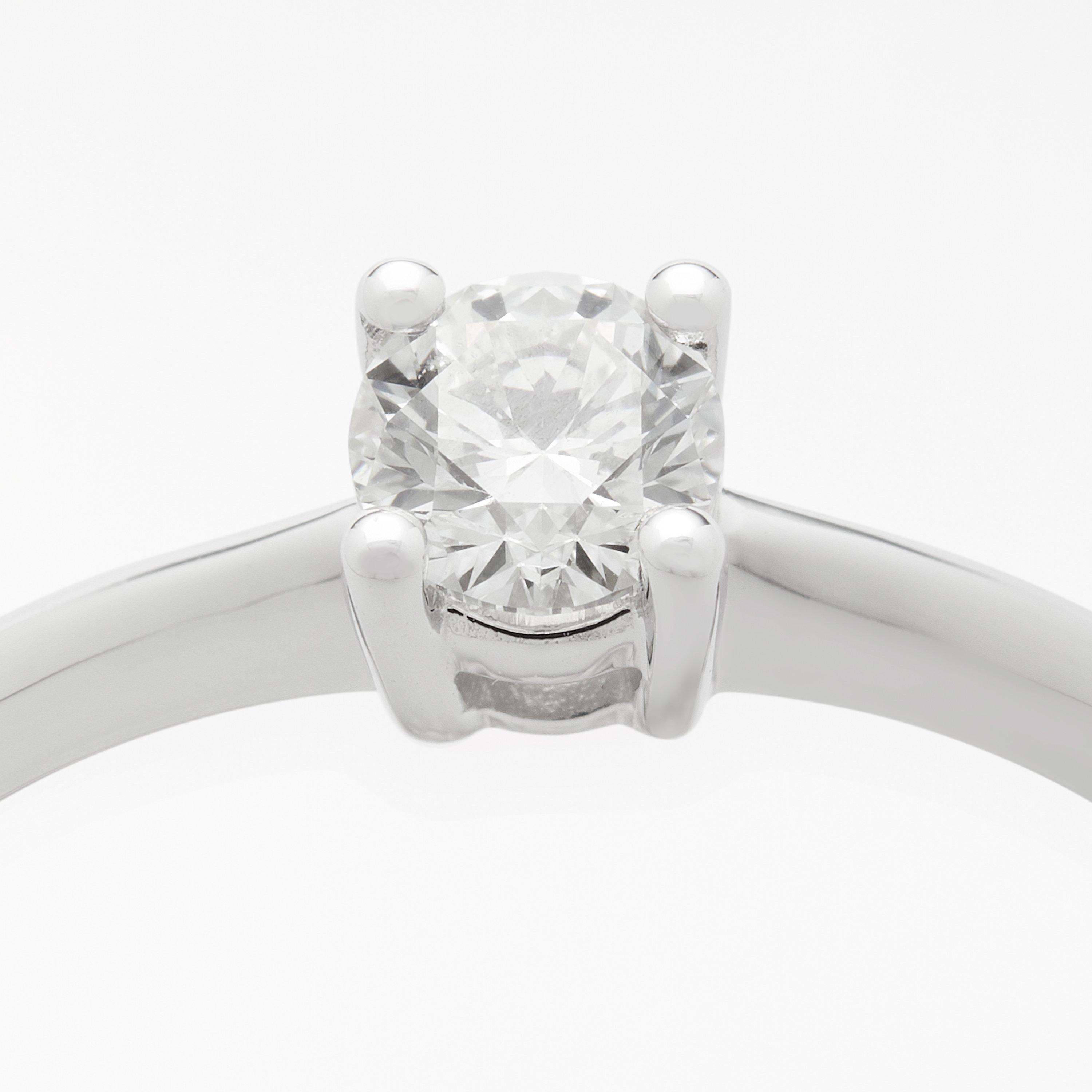 Product image 3 of 9, which shows Mogul 18ct White Gold Round Brilliant Diamond Engagement Ring, 0.33ct, L