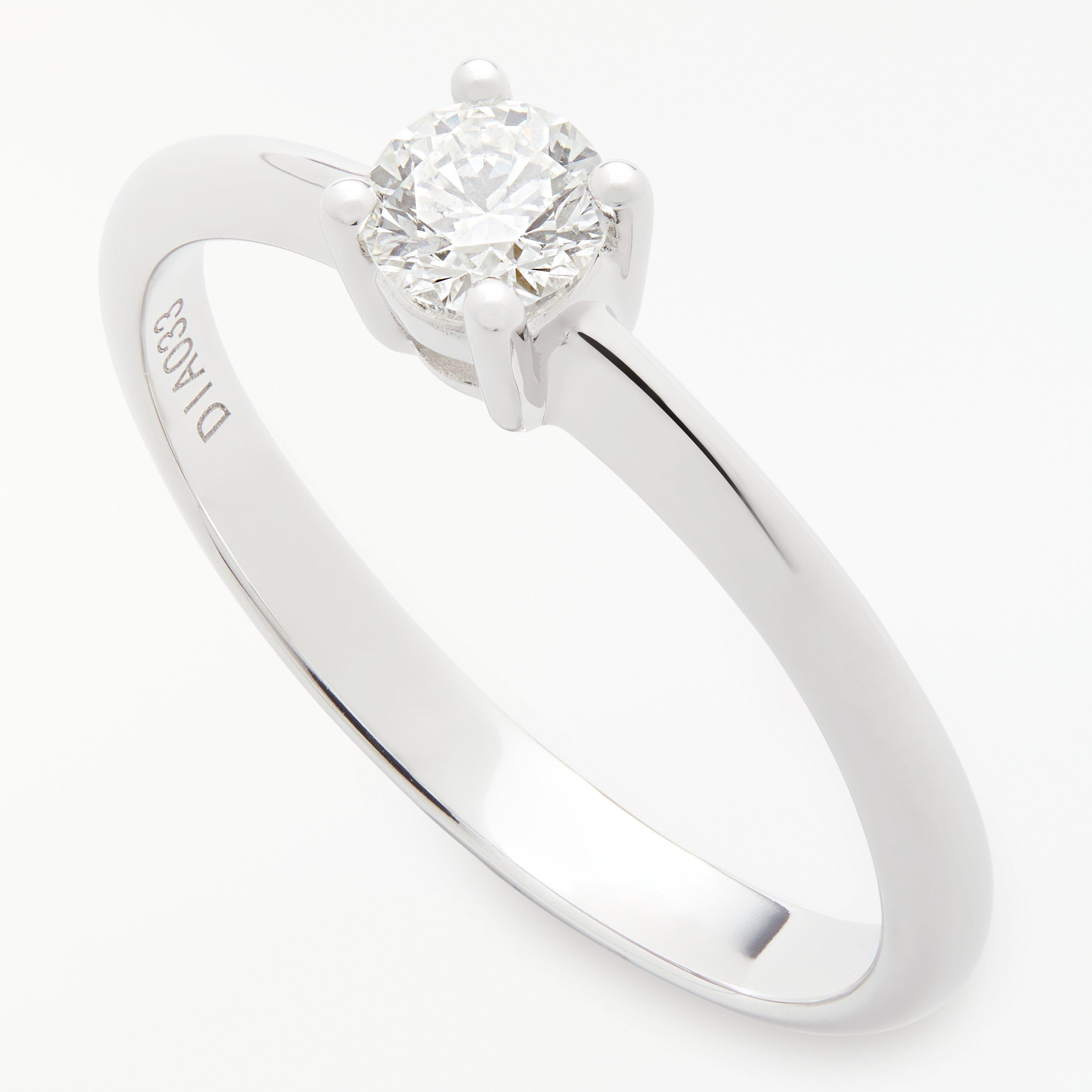 Product image 4 of 9, which shows Mogul 18ct White Gold Round Brilliant Diamond Engagement Ring, 0.33ct, L