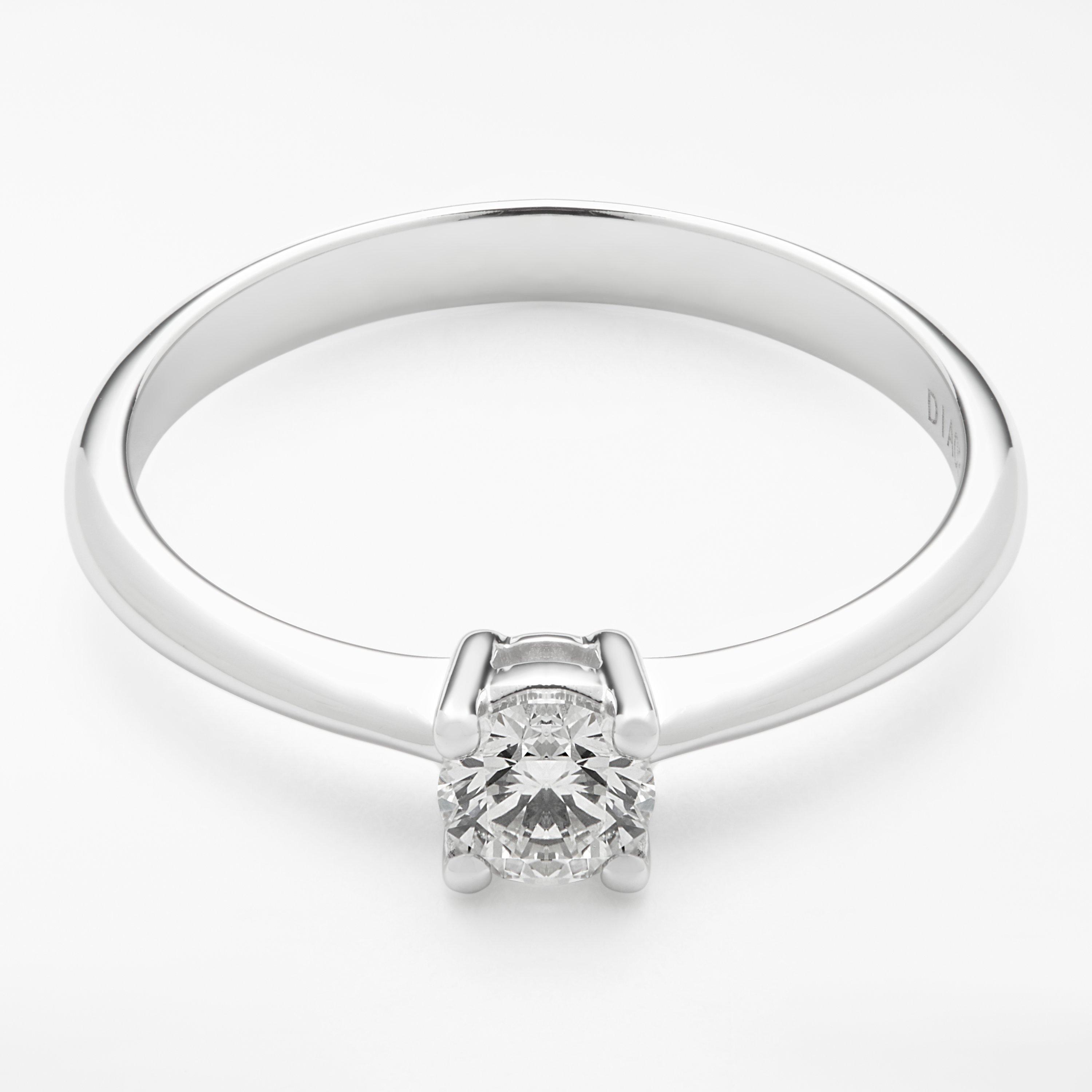 Product image 7 of 9, which shows Mogul 18ct White Gold Round Brilliant Diamond Engagement Ring, 0.33ct, L