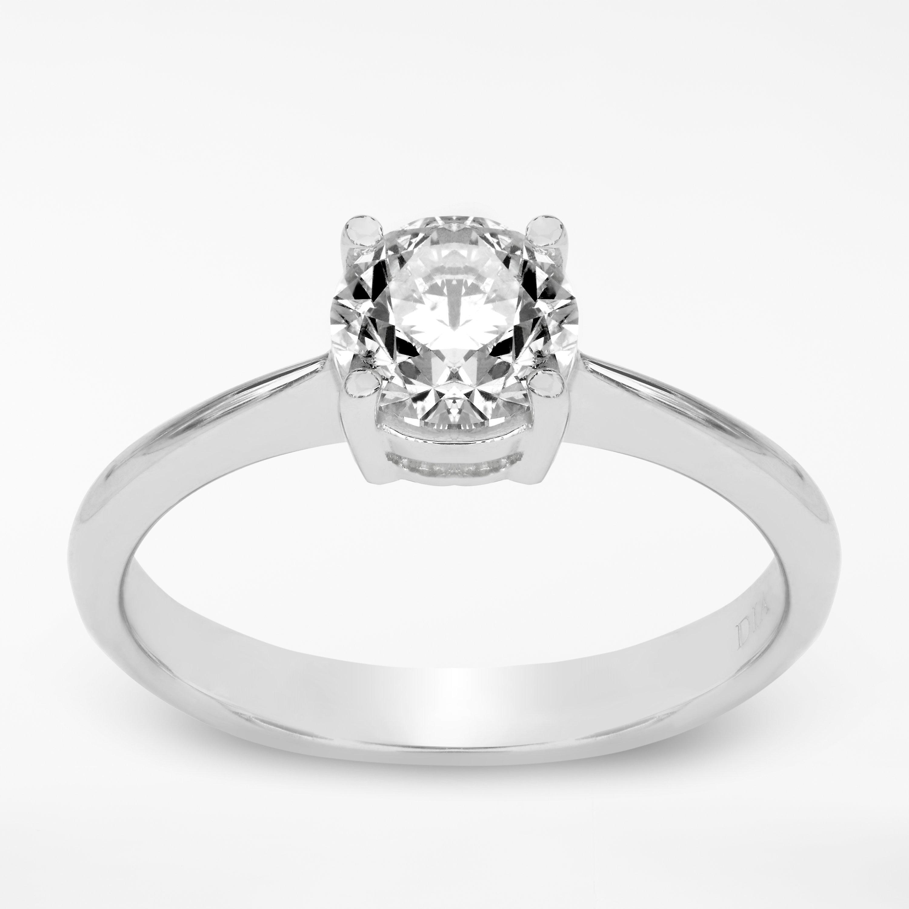 Product image 1 of 9, which shows Mogul 18ct White Gold Round Brilliant Diamond Engagement Ring, 1ct, N