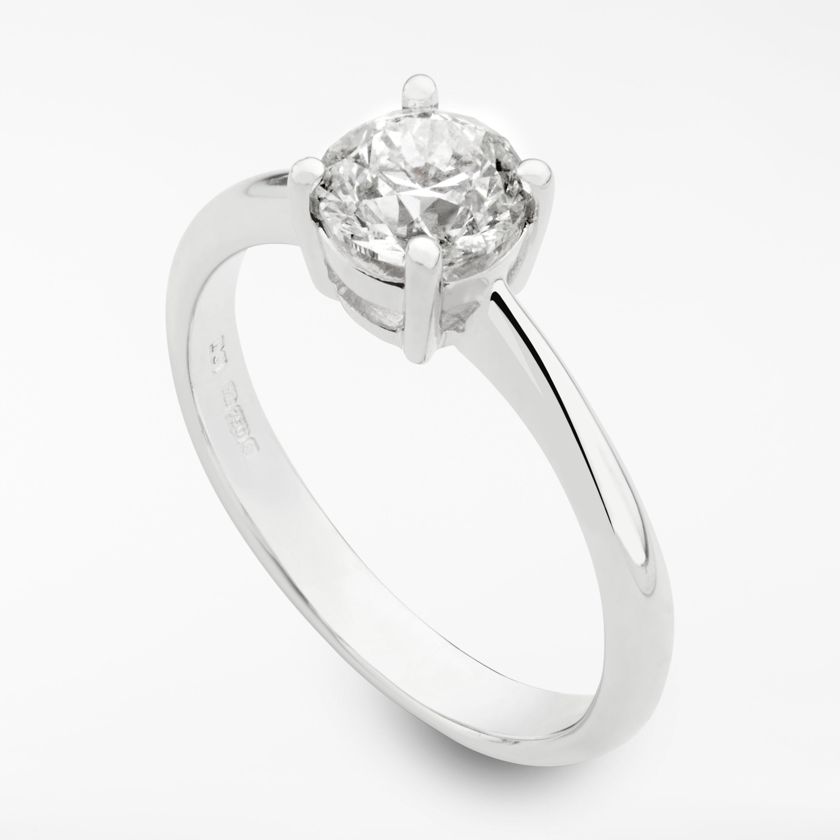 Product image 4 of 9, which shows Mogul 18ct White Gold Round Brilliant Diamond Engagement Ring, 1ct, N