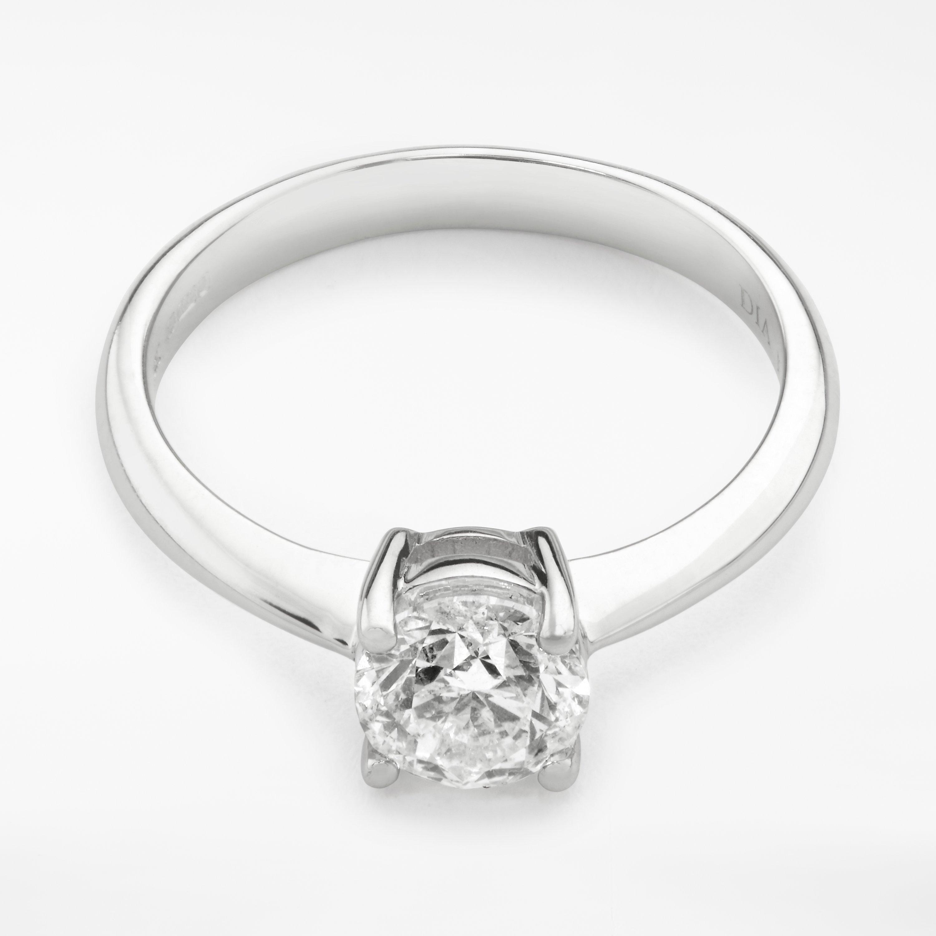 Product image 5 of 9, which shows Mogul 18ct White Gold Round Brilliant Diamond Engagement Ring, 1ct, N