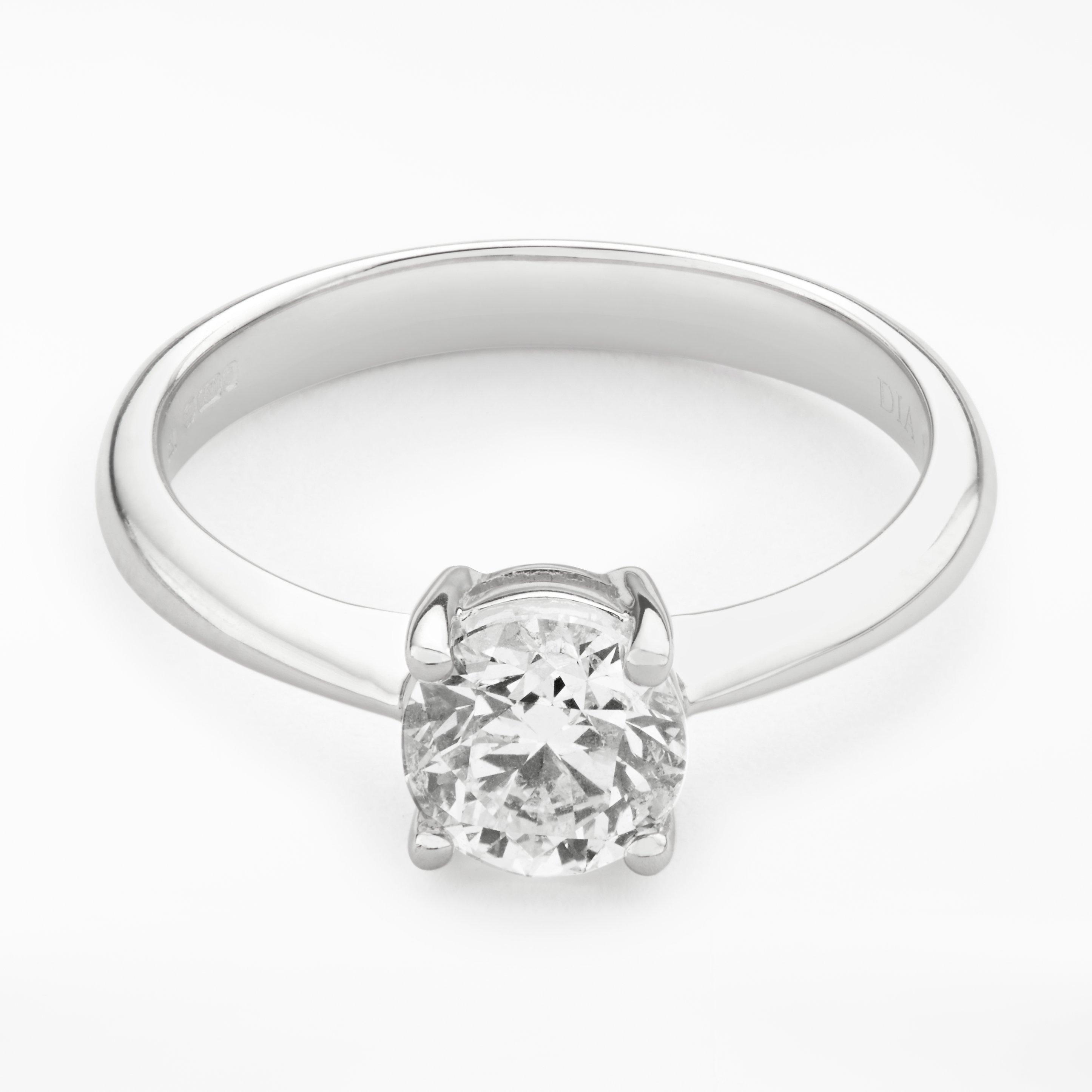 Product image 7 of 9, which shows Mogul 18ct White Gold Round Brilliant Diamond Engagement Ring, 1ct, N