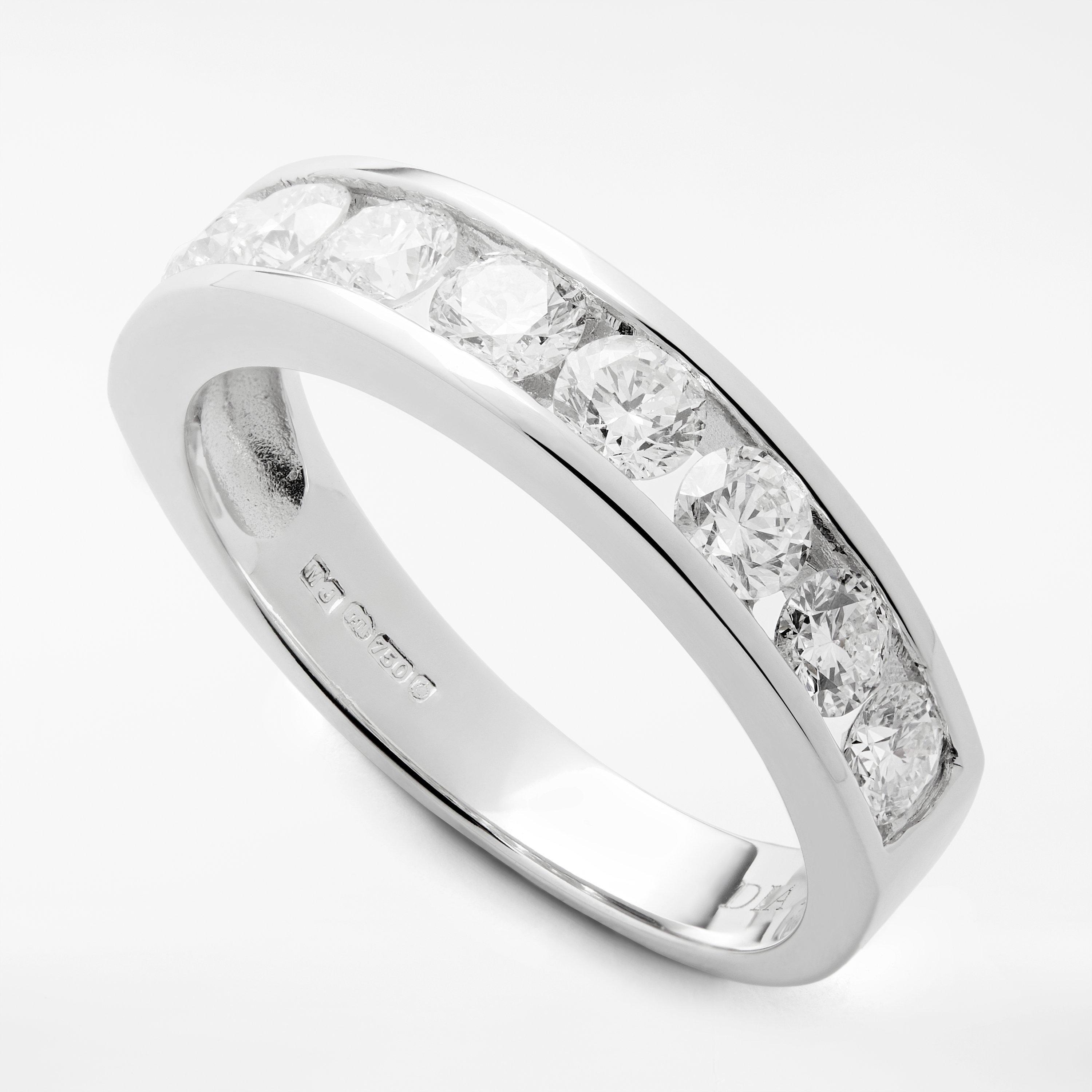 Product image 4 of 9, which shows Mogul 18ct White Gold Round Brilliant Channel Set Diamond Eternity Ring, 1ct, L