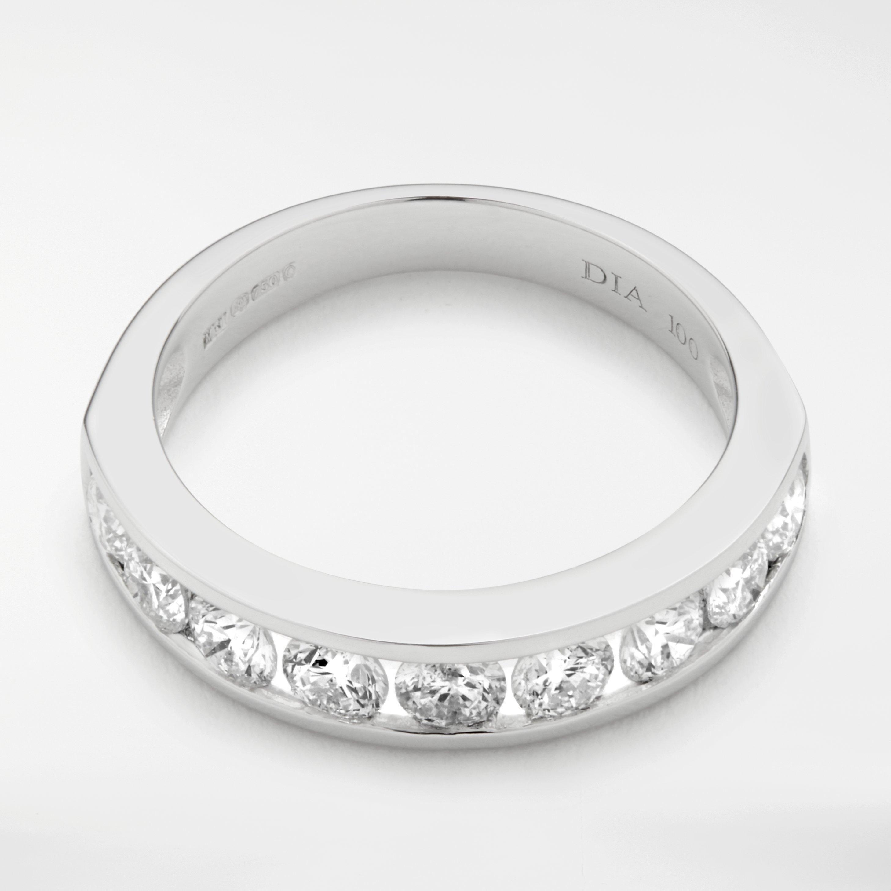 Product image 5 of 9, which shows Mogul 18ct White Gold Round Brilliant Channel Set Diamond Eternity Ring, 1ct, L