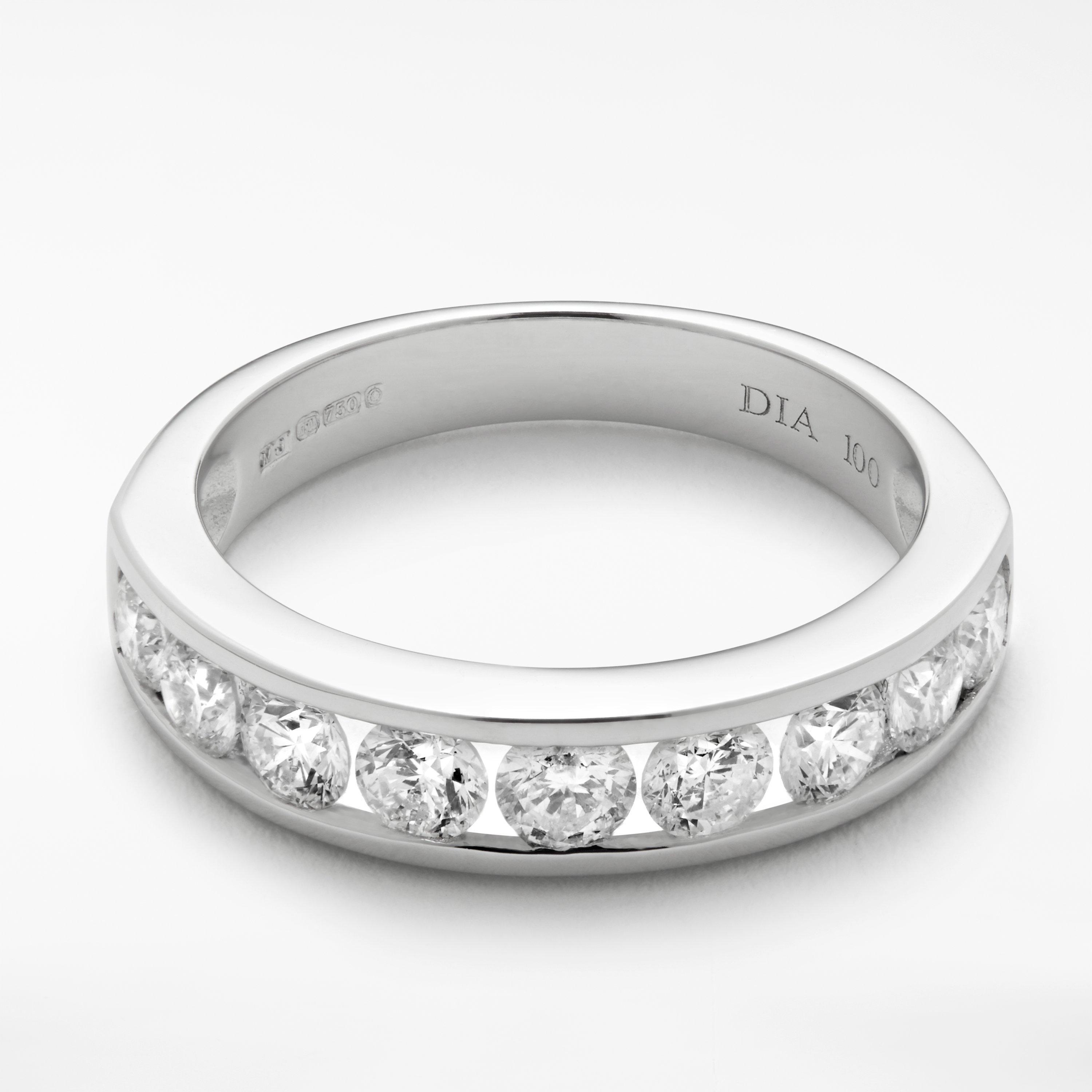 Product image 7 of 9, which shows Mogul 18ct White Gold Round Brilliant Channel Set Diamond Eternity Ring, 1ct, L