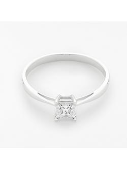 Mogul 18ct White Gold Princess Cut Diamond Engagement Ring, 0.5ct, Silver