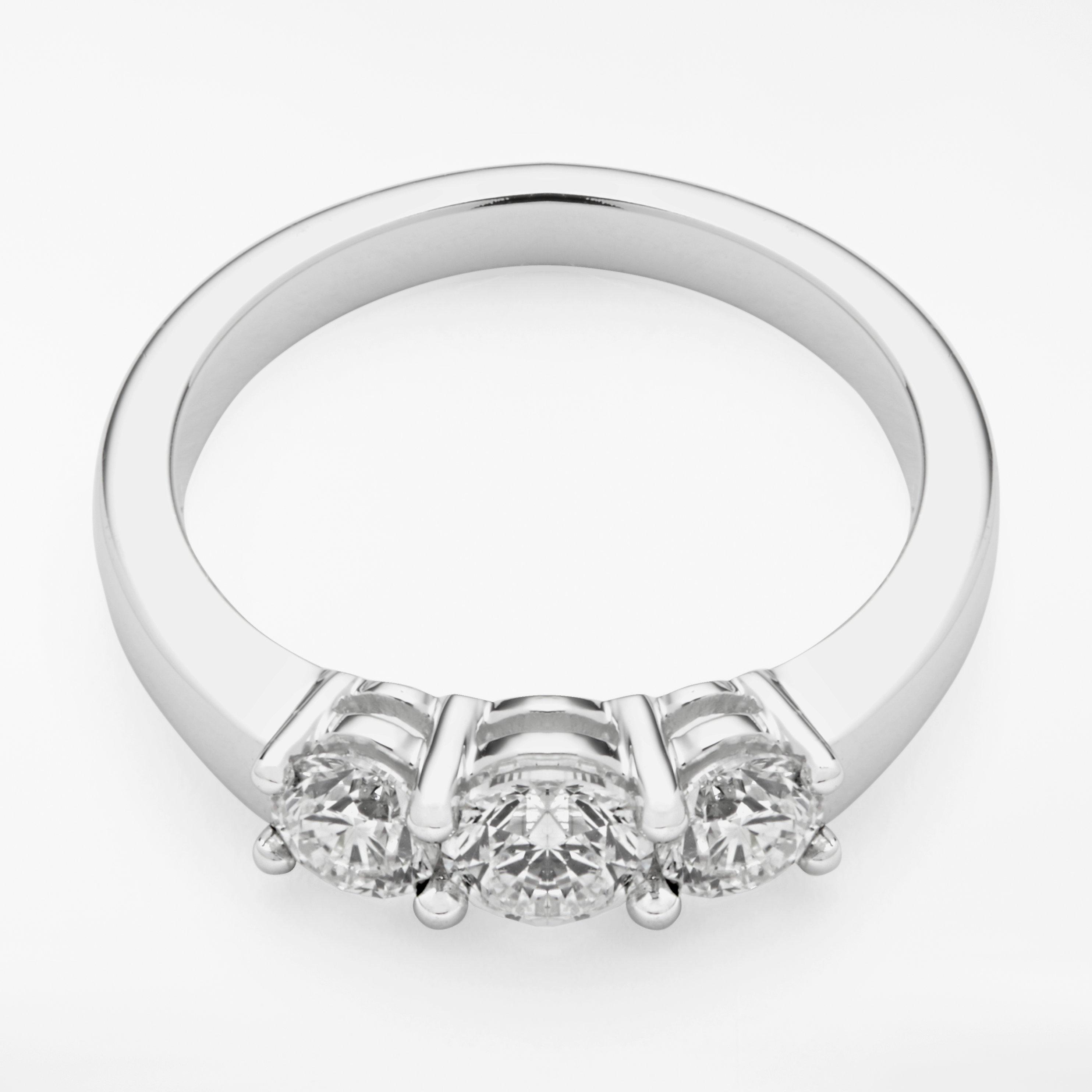 Product image 5 of 9, which shows Mogul 18ct White Gold Round Brilliant Diamond Trilogy Engagement Ring, 1ct, N