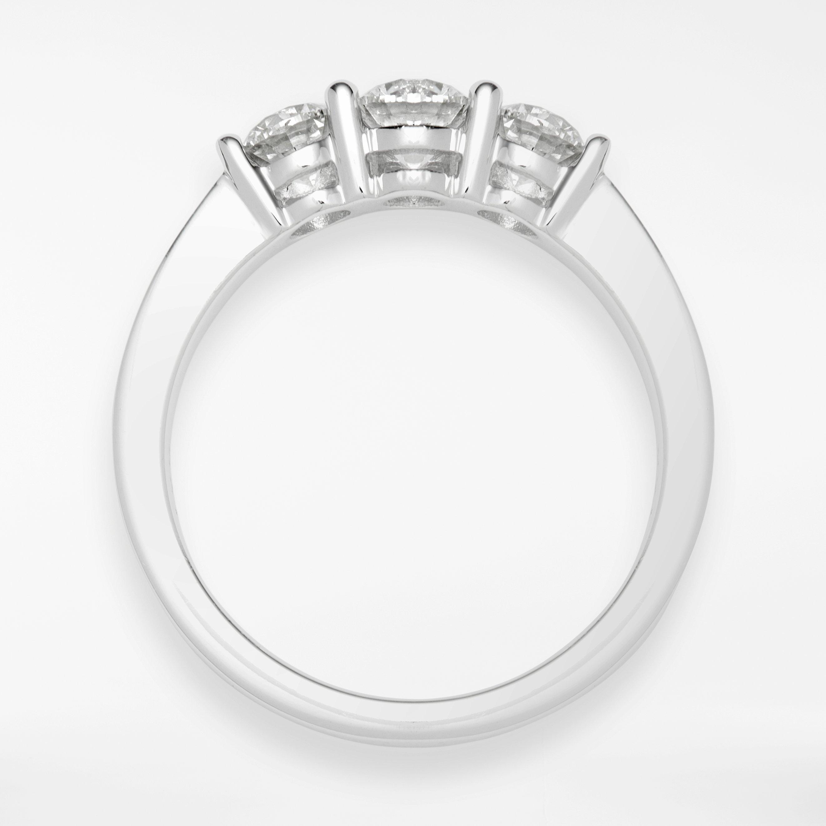 Product image 6 of 9, which shows Mogul 18ct White Gold Round Brilliant Diamond Trilogy Engagement Ring, 1ct, N