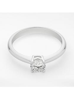 Mogul 18ct White Gold Round Brilliant Diamond Engagement Ring, 0.5ct, Silver