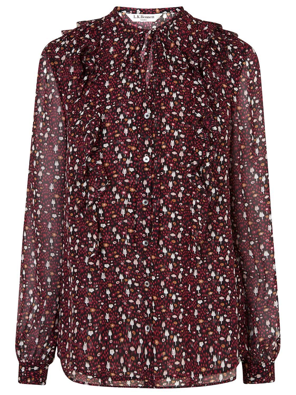 L.K. Bennett Silk Jana French Forest Top, Multi