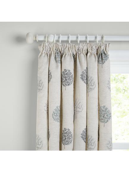 John Lewis Mini Olive Trees Embroidery Pair Lined Pencil Pleat Curtains, Duck Egg, Duck Egg