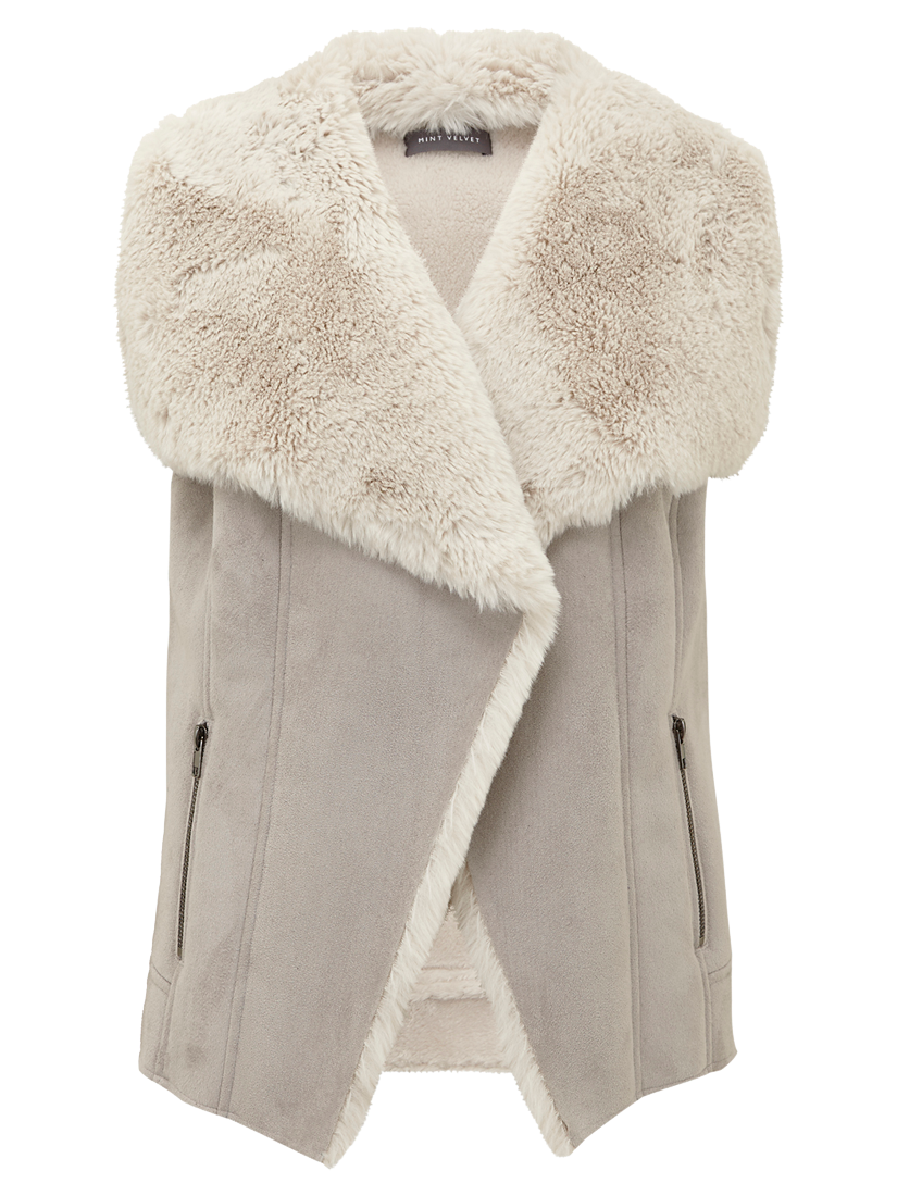 Mint Velvet Faux Fur Mix Gilet Grey