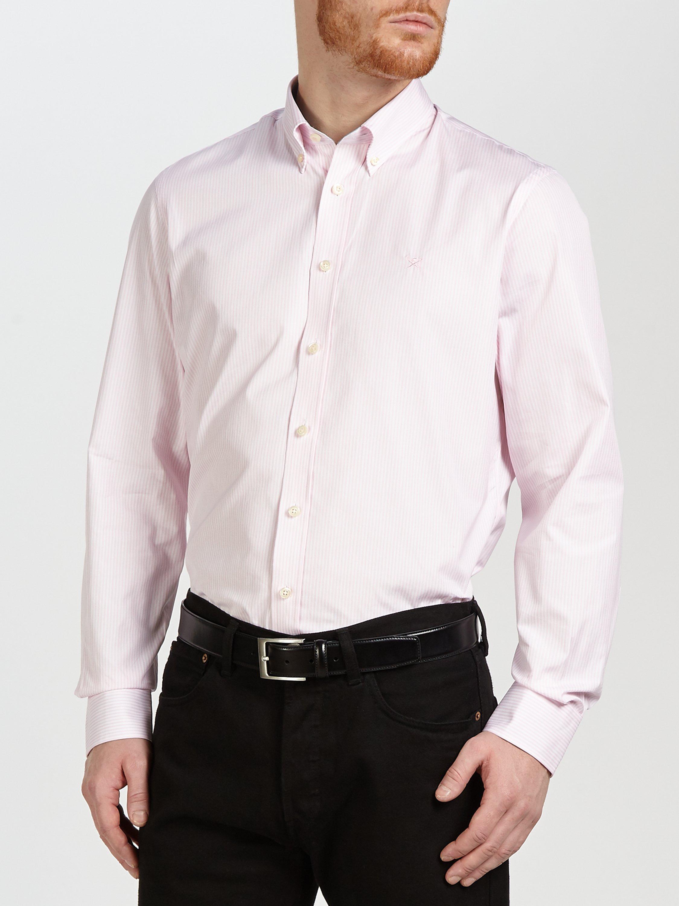 Hackett London Classic Fine Stripe Shirt, White/Pink
