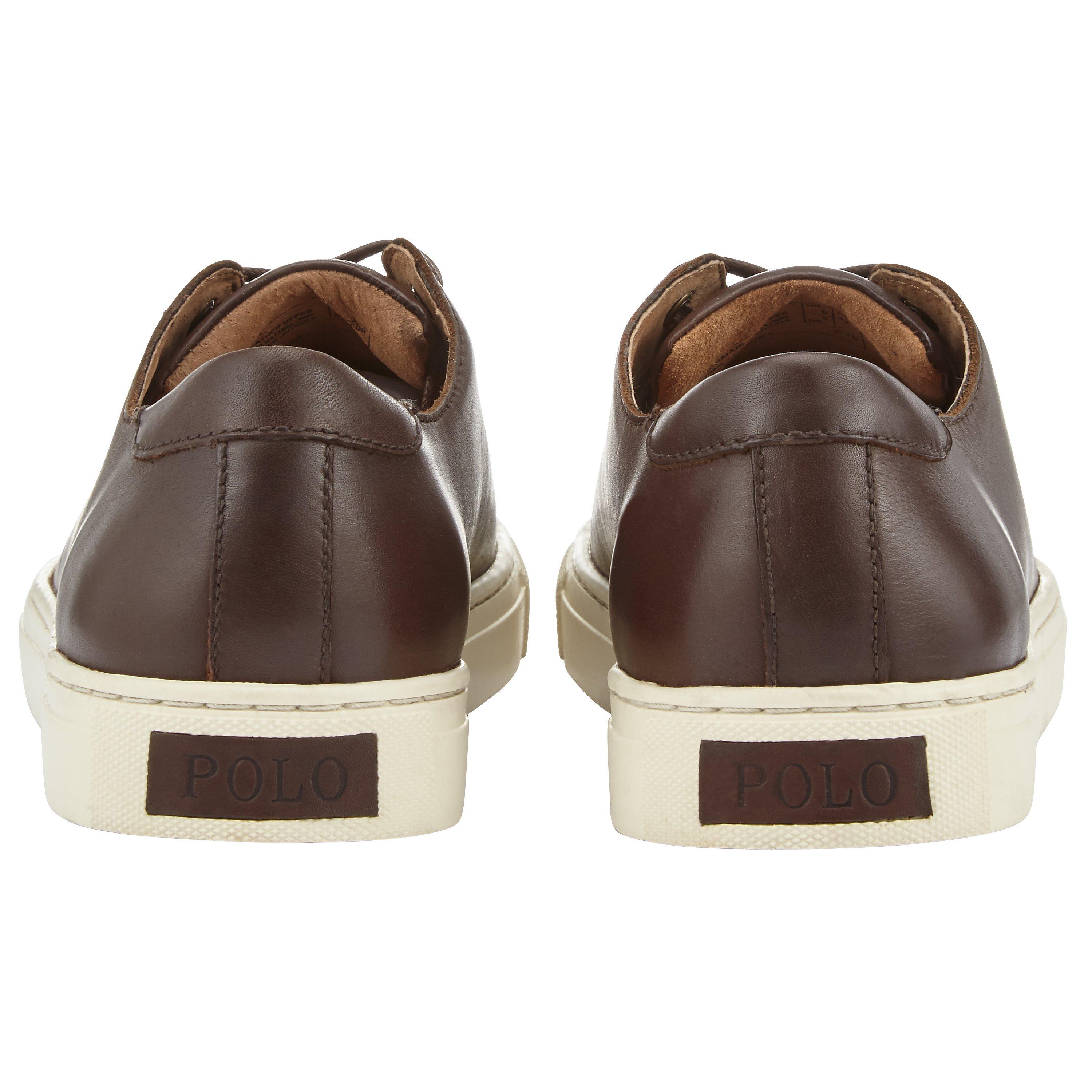 Polo Ralph Lauren Jermain Nappa Leather Low Top Trainers Dark Brown
